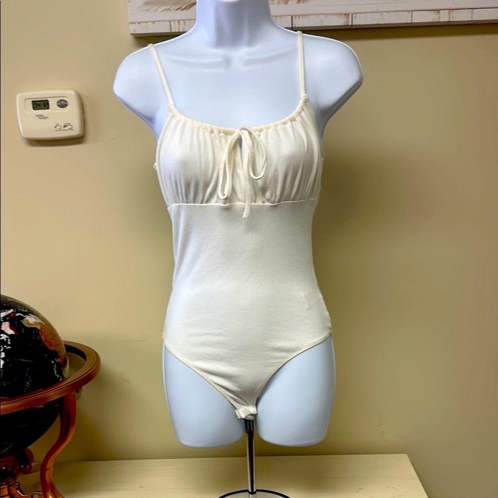 NWT She + Sky Ivory Sleeveless Tie Front Bodysuit